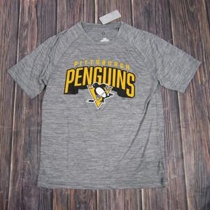 Pittsburgh Penguins Shirt Mens Medium Gray NHL Hockey Tee Short Sleeve Official